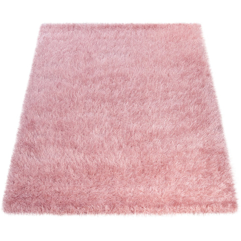 Hochflor Teppich | Flauschiger Hochflor für Wohnzimmer und Schlafzimmer | Rosa